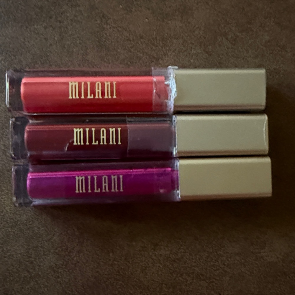 Milani Lipstick Trio - Bold Red, Vibrant Purple, Bright Pink metallic matte NEW